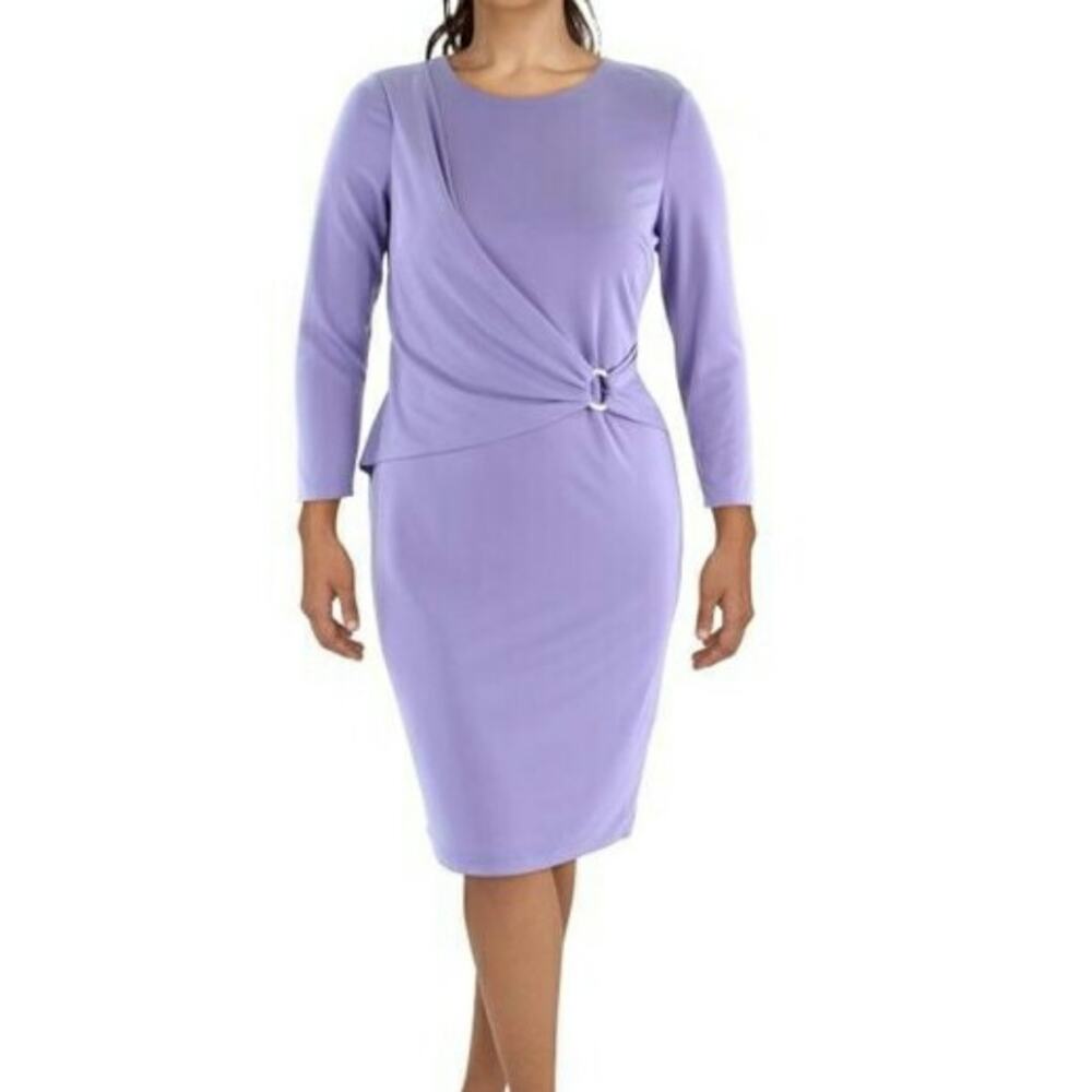 Lauren Ralph Lauren Womens O-Ring Knee Sheath Dress Wisteria (Purple) 6 New